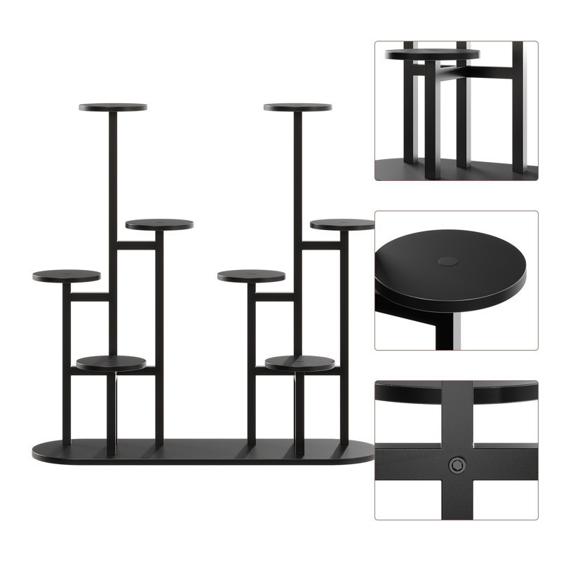 Support à plantes à 8 niveaux pour support à fleurs à plusieurs niveaux avec cadre en métal robuste, support pour plante peu encombrant pour le salon, le balcon, la chambre à coucher - s'adapte à différentes tailles de pots à fleurs et pots décoratifs