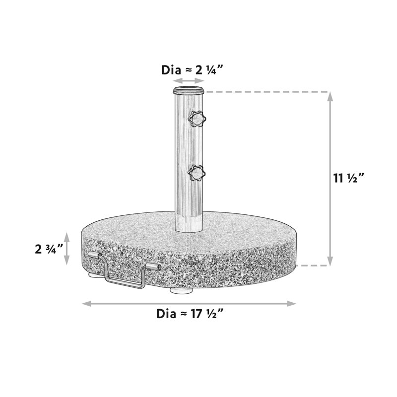 Base de parasol ronde en granit avec roues et poignée grises Shuwanna