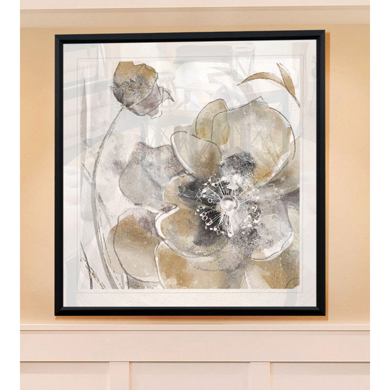 Taupe Spring Poppy I - reproduction d'art, H 30,5 po x l 30,5 po x P 1,5 po, Cadre plastique noir