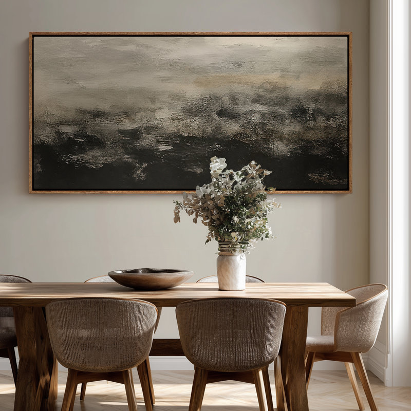 Très grand art mural rétro encadré pour art classique, H 30 po x l 60 po, Naturel