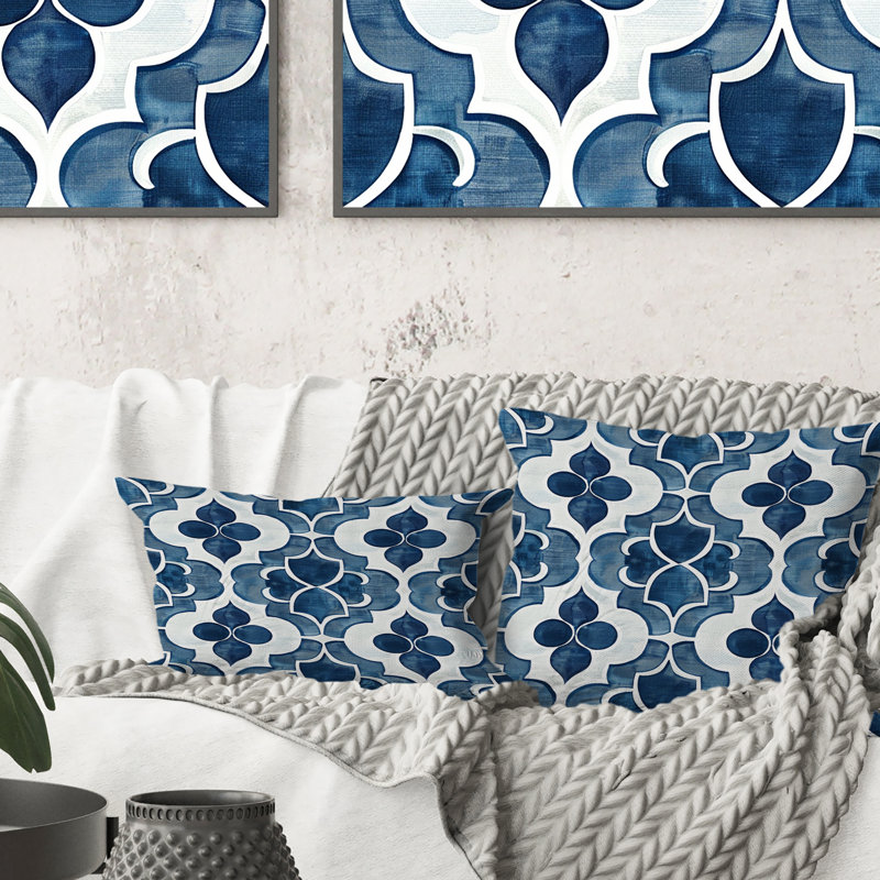 Coussin lombaire transitionnel bleu et blanc quadrilobe 4