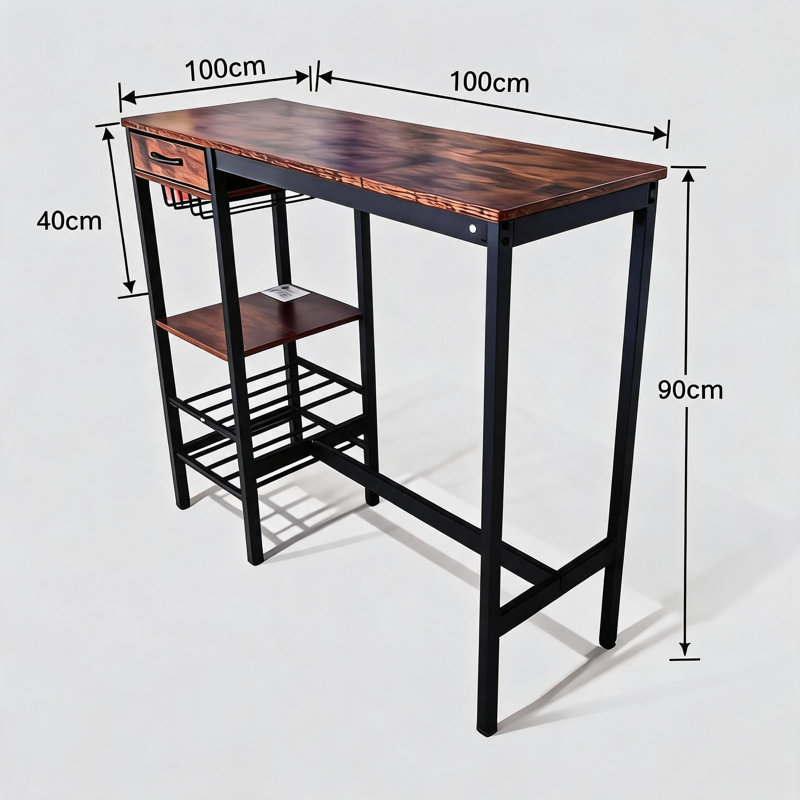 Table de bar Industrial, Brun industriel