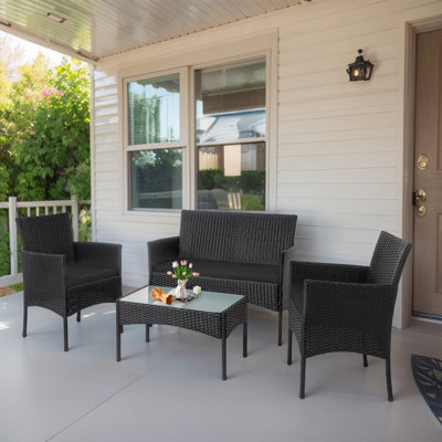 Julus Shena 4 Person Patio Outdoor Seating Group with Cushions