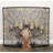 Aashay Bronze Metal Sculpted Relief Single Panel Tree Fireplace Screen with Curved Mesh Netting