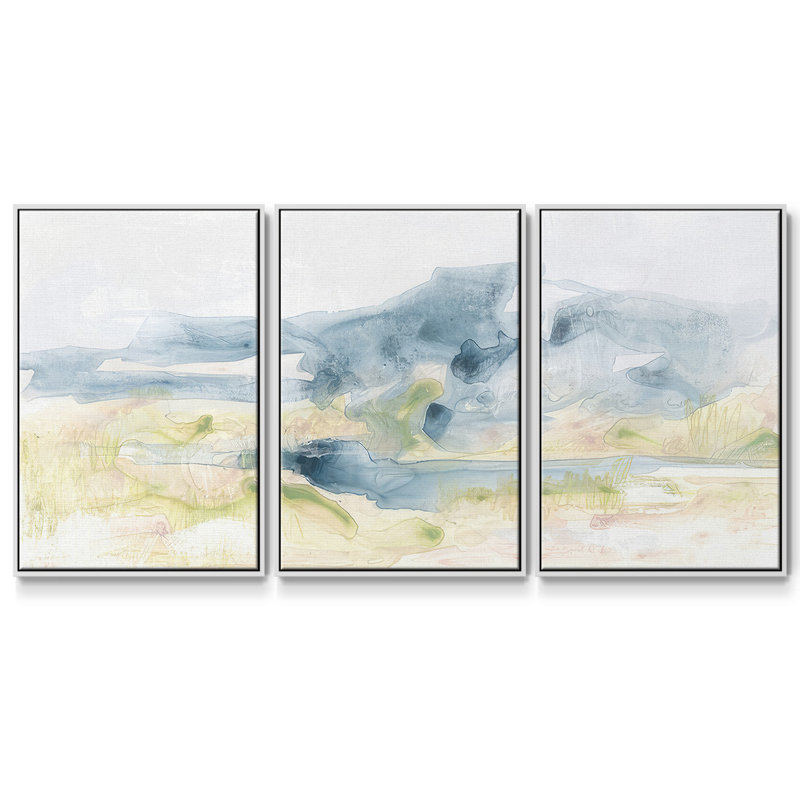 Liquide Mountain Meadow II - Toile encadrée multi-pièces, Blanc, H 40 po x l 78 po x P 2 po