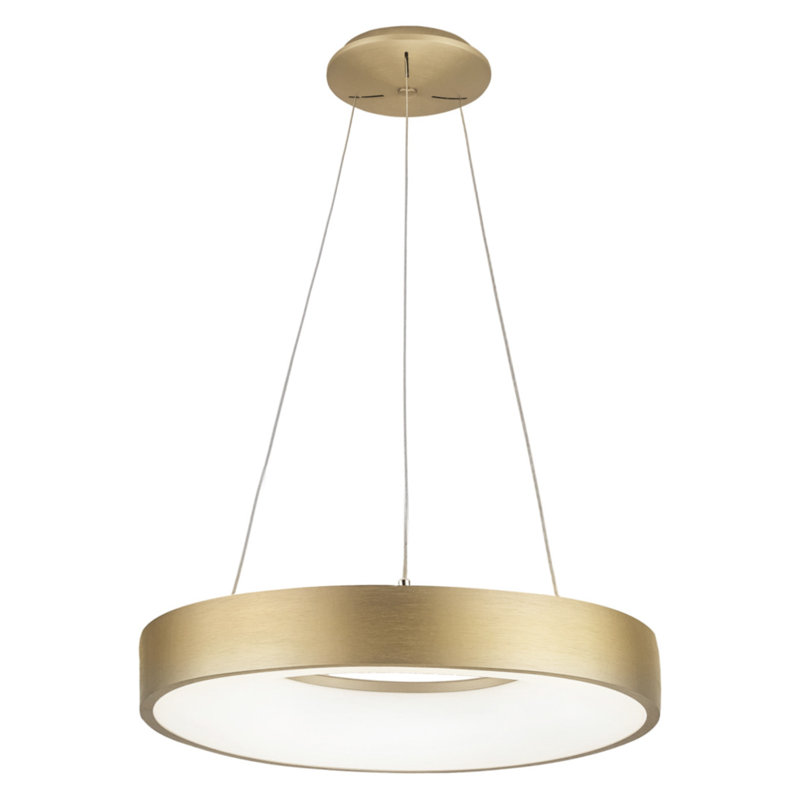 1 - Light LED Drum Pendant, 120cm H x 60cm W x 60cm D, Gold