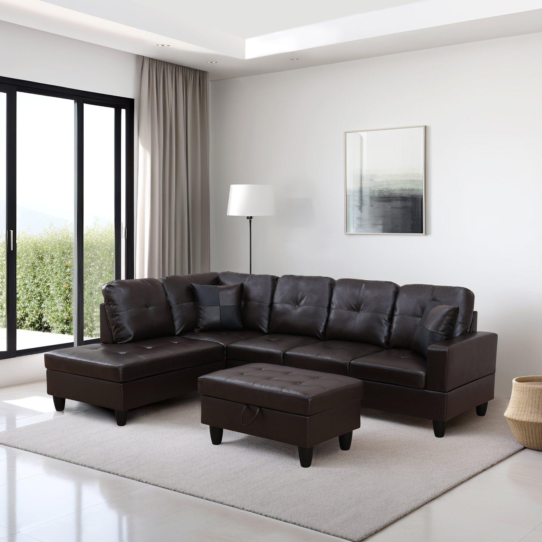 Latitude Run® Roye 3 - Piece Faux Leather Sofa & Chaise | Wayfair