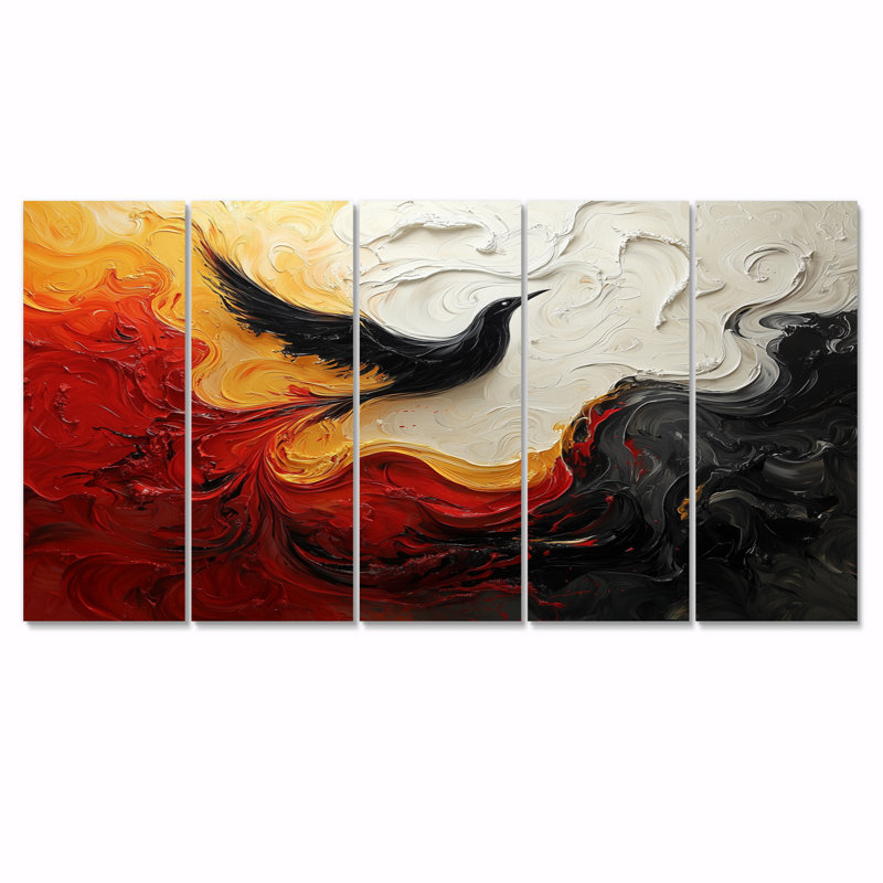 Encre monochrome Echo II - art mural fauvisme - décoration murale moderne, H 32 po x l 80 po, 5