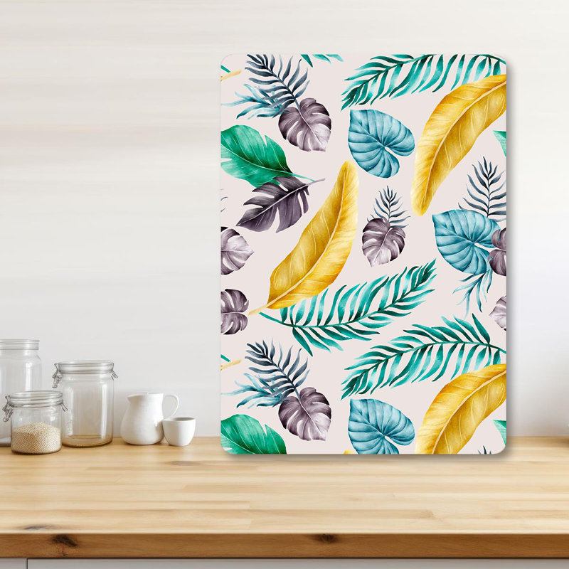 Flourish Tempered Glass Cutting Board, 7.9 x 11.8 inches | 100% Antibacterial, Easy-Clean Surface, Non-Slip Silicone Feet | Perfect for Food Prep & Serving, Durable & Stylish Kitchen Essential, Not Dishwasher Safe