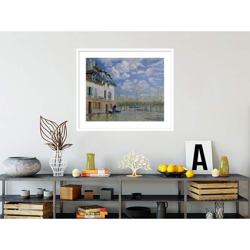 «The Boat in the Flood Port-Marly» par Alfred Sisley, impression giclée sur cadre, H 33,5 po x l 39,56 po