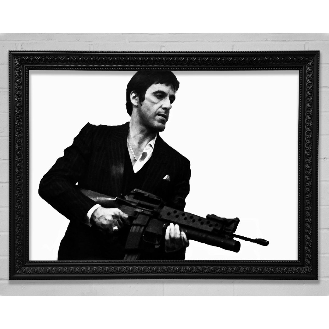 Scarface Tommygun B N W - Einzelner Bilderrahmen Kunstdrucke