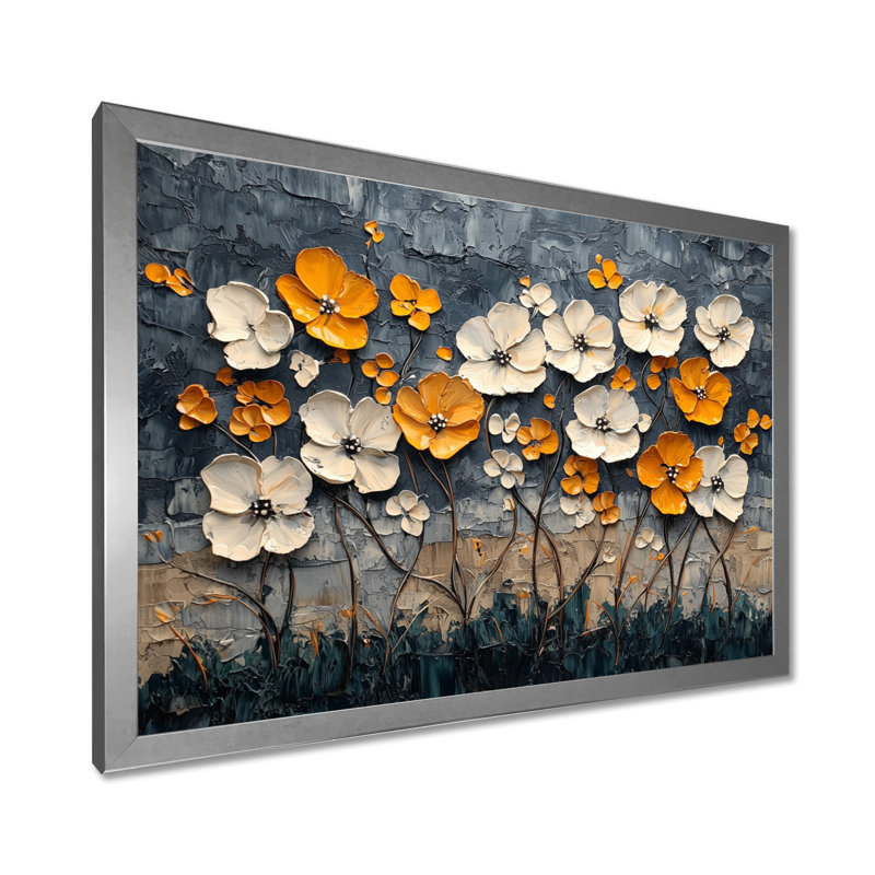 «Desert Blossom Of Pansies In Winter I», art mural grandes pensées, Reproduction d'une seule photo avec cadre, Argent argent