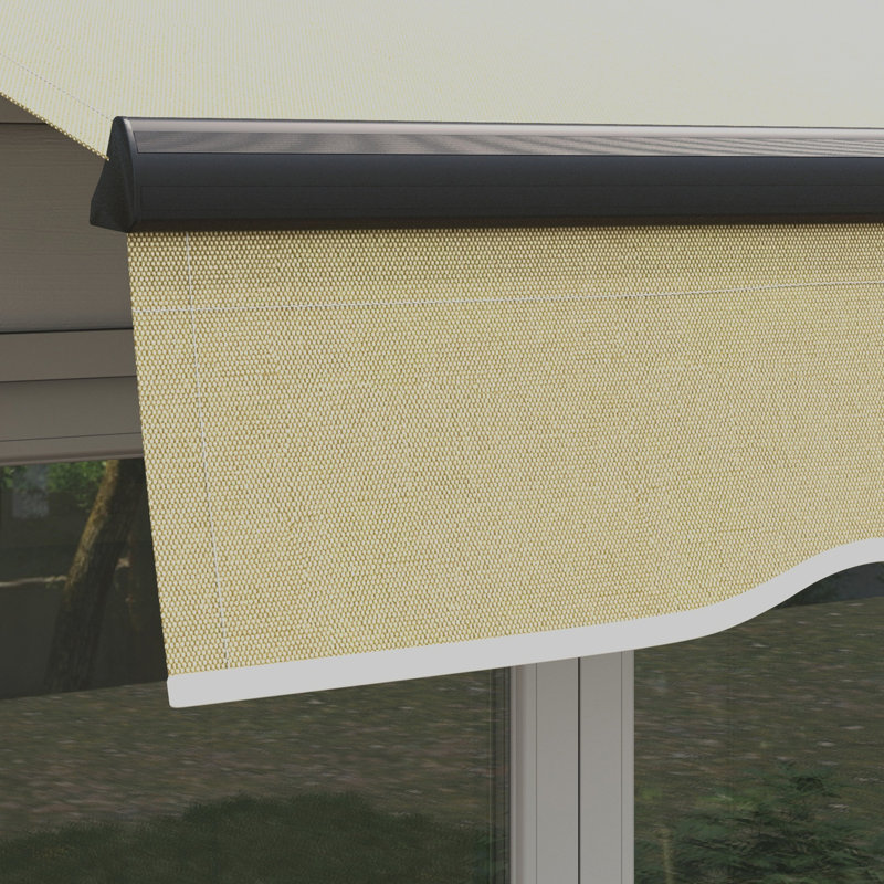 Auvent rétractable, Beige, Couleur unie, H 59 po x l 97,25 po x P 116,25 po