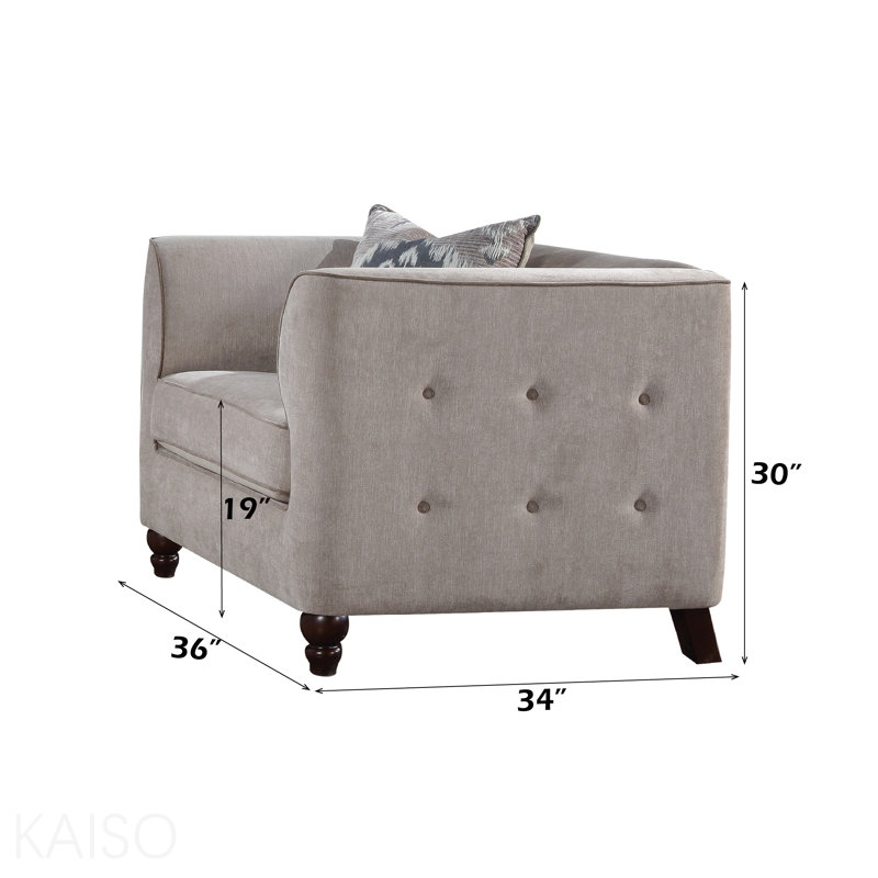 Chaise en velours brun clair avec coussin