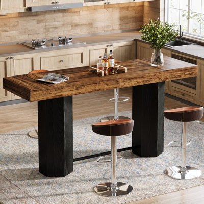 70.9" Industrial Counter Height Bar Table with Top for Kitchen or Home Bar by 17 Stories