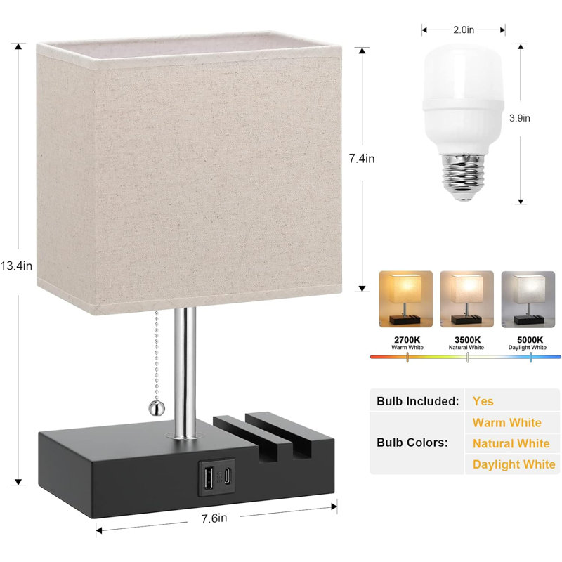 Guthir Wood USB Table Lamp