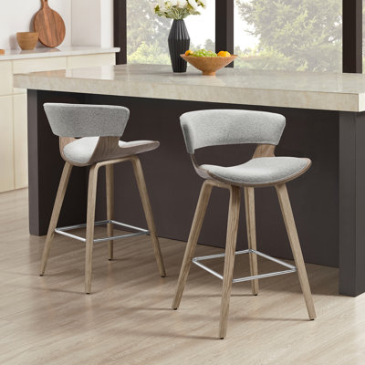 Binni 26.97" Fabric Upholstered Counter Bar Stools with Solid Wood Frame