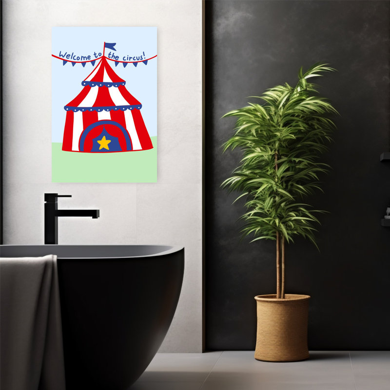 Circus Extravaganza, paysage ludique coloré, art mural rétro, H 24 po x l 16 po
