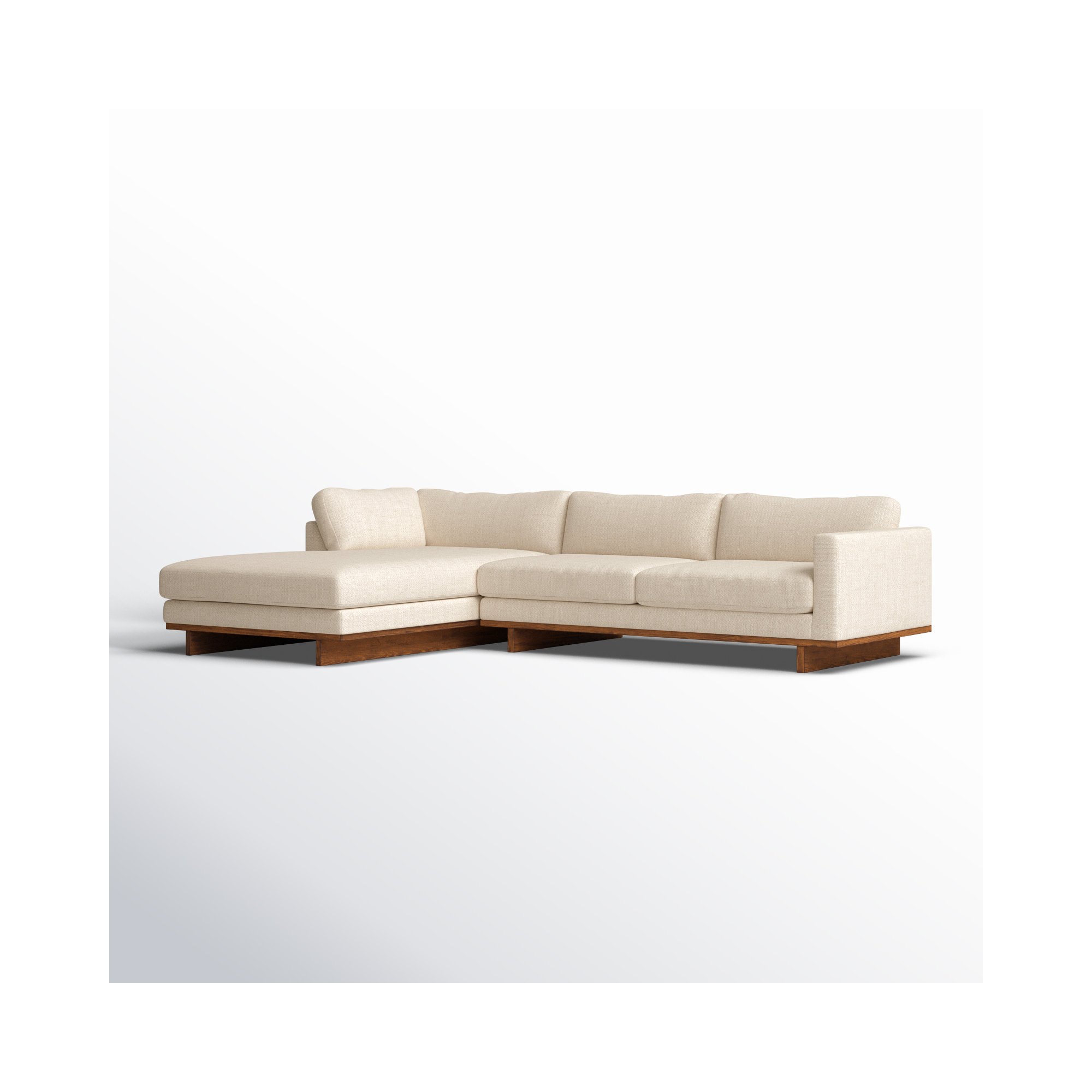 Menades Upholstered Chaise L-Sectional, Irving Taupe Polyester Blend, Left Hand Facing, 32" H x 133" W x 86" D