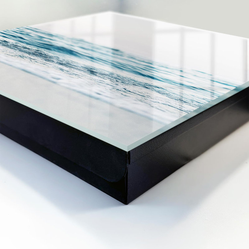 Key storage box, Opens to the left, 30x30x5, White, The sea and gentle waves under a blue sky, 