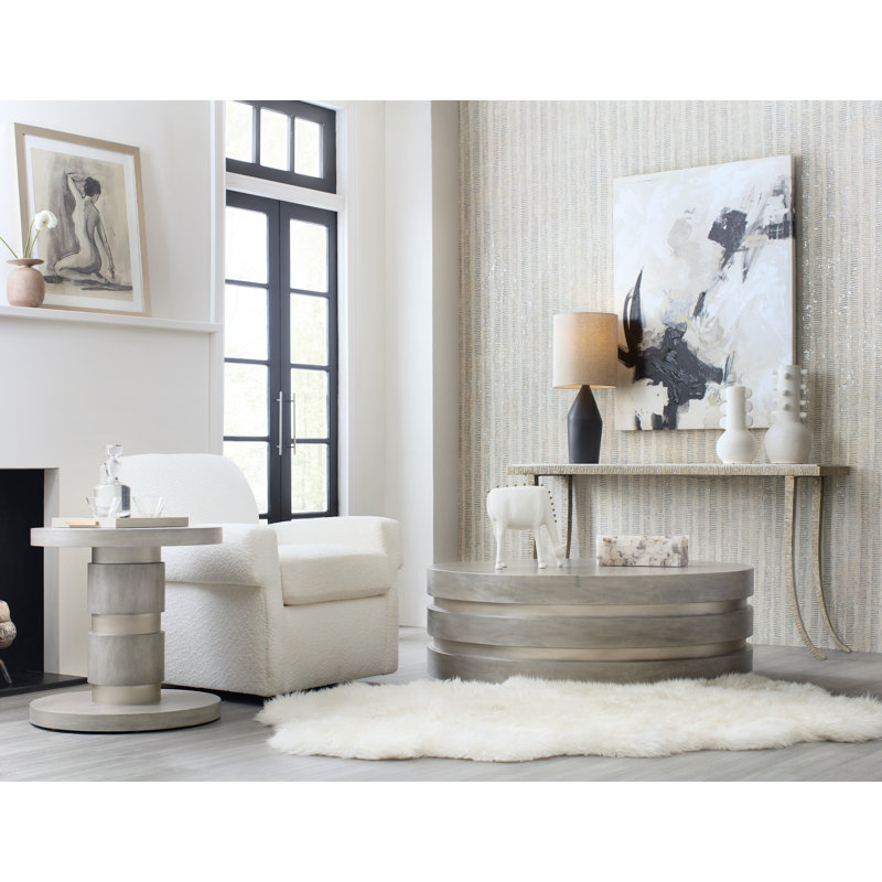 Silver Metal and Marble Rectangular Console Table