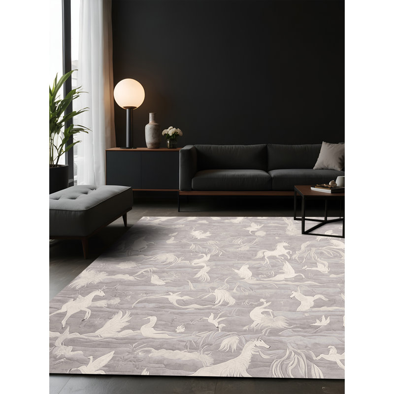Tapis gris soyeux et moelleux, Carré 3 pi