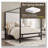 Canopy Bed With Tall Linen Fabric Upholstered Headboard Metal 4-Poster Bed Frame-1690976789-1690976794