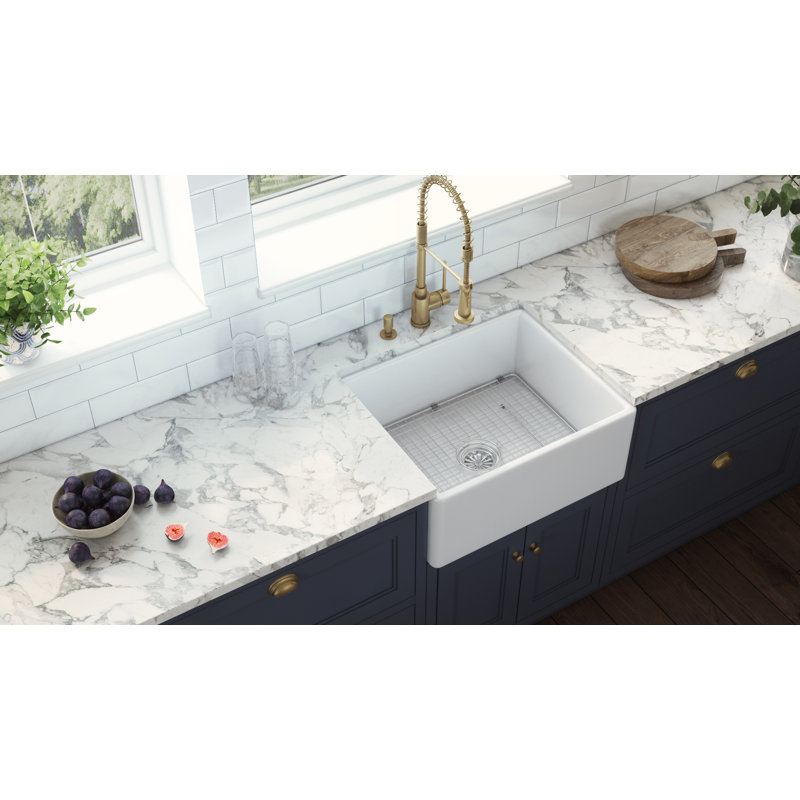 Évier de cuisine en argile réfractaire simple 23 po Ruvati - blanc