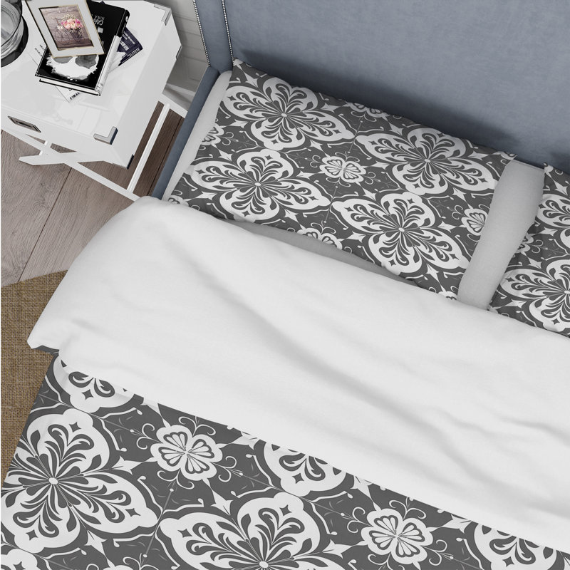 Carreaux de mosaïque gris III - ensemble de housse de couette traditionnel, Twin Duvet Cover + 2 Standard Shams