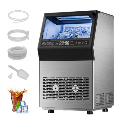 IUDommy 14.17" Freestanding Ice Maker With 80 Lb./24H Daily Production, Clear Ice And Dual Water Supply In Stainless Steel
