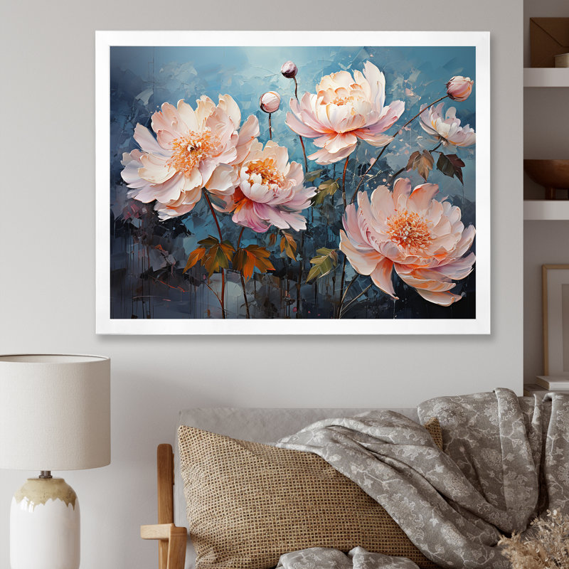 Peony Petal Poetry sur toile, H 30 po x l 40 po x P 1,5 po, Cadre photo blanc