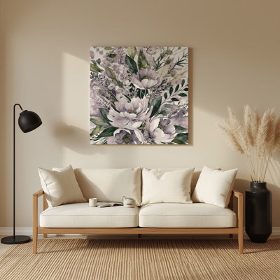 Aquarelle florale 17, art mural en métal beige
