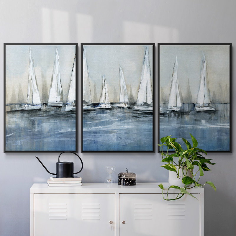 3 pièces en attente du soleil, Noir, H 24 po x l 48 po x P 2 po
