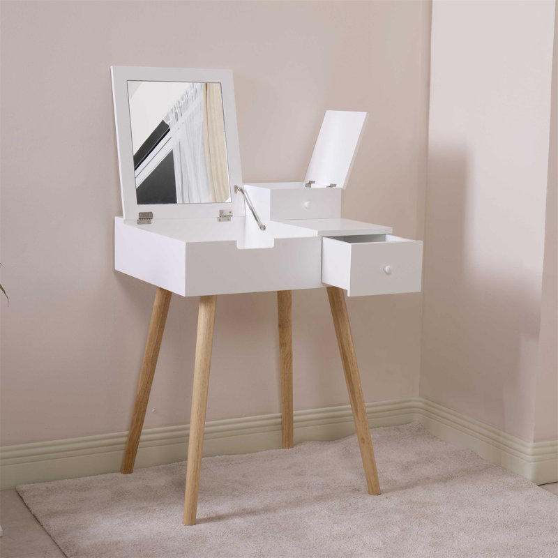 Coiffeuse en bois massif avec miroir Geromie