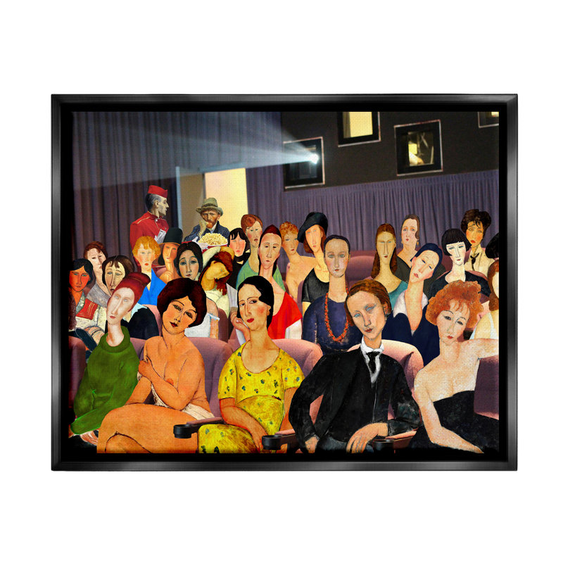 Collage de théâtre rétro par Barry Kite, H 25 po x l 31 po x P 1,7 po, Cadre flottant noir de jais
