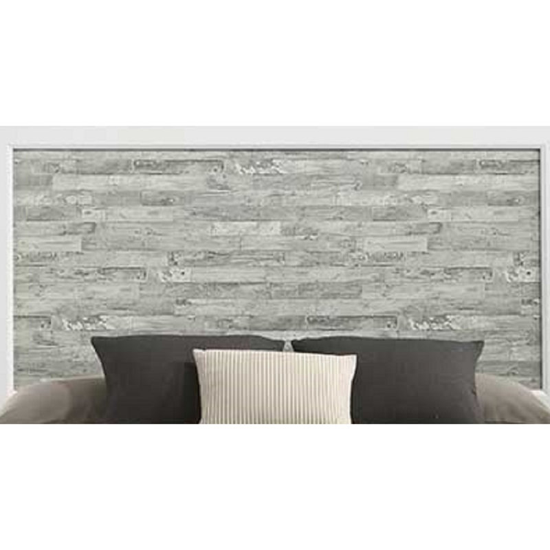 Chambre à coucher avec très grand lit avec tête de lit et support à lattes hautes modernes gris / blanc, gris et blanc