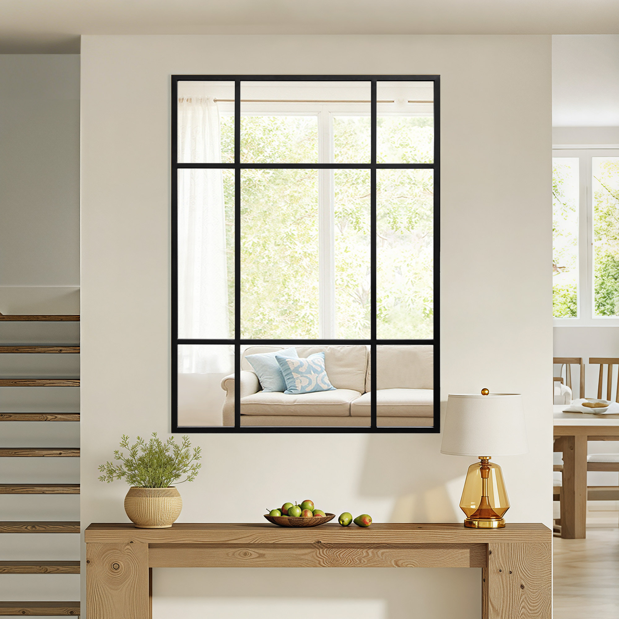 Latitude Run® Rectangular Metal Window Pane Decorative Mirror Vanity ...