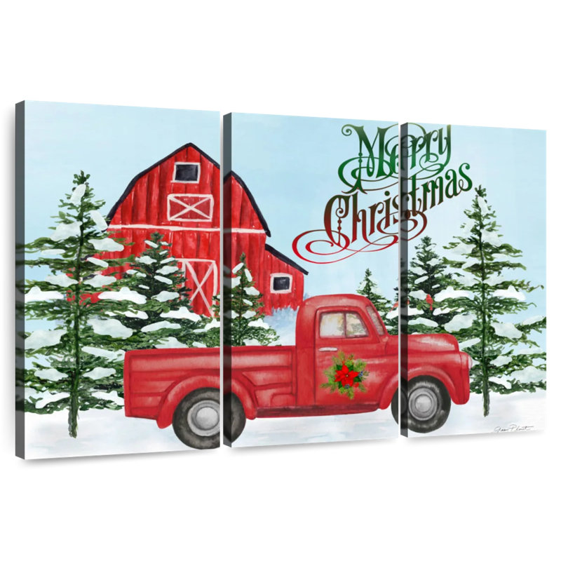 Grange et camion de Noël Lelend, H 42 po x l 65 po