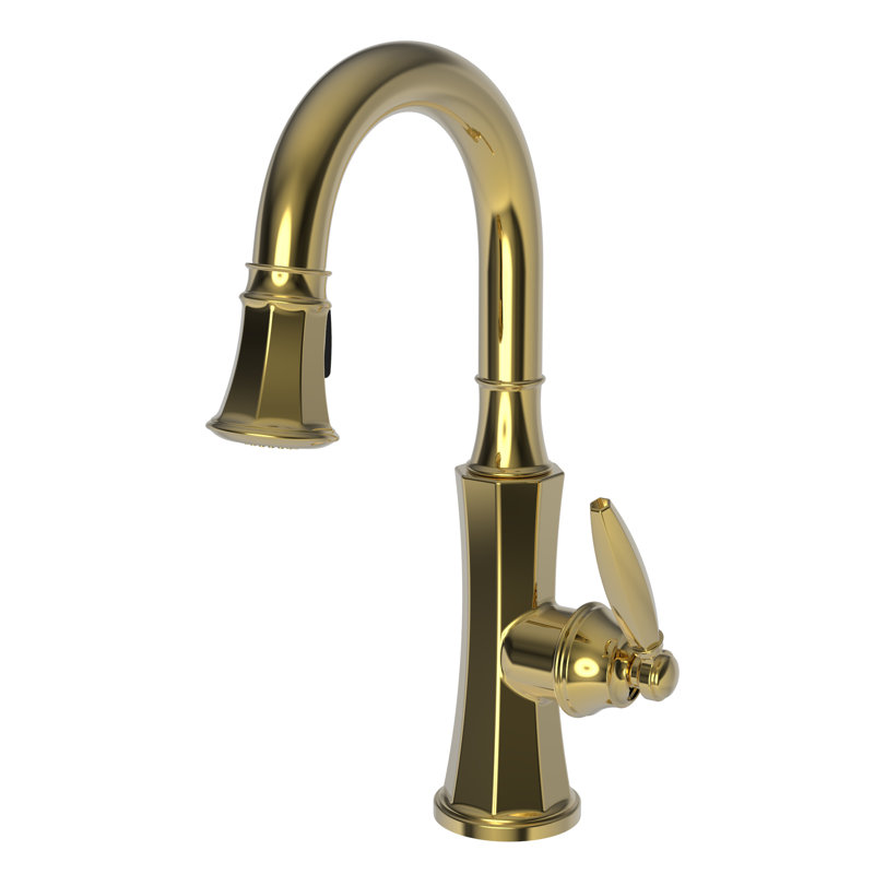 Metropole Single Handle Pull Down Bar Faucet, Polished Gold (PVD)