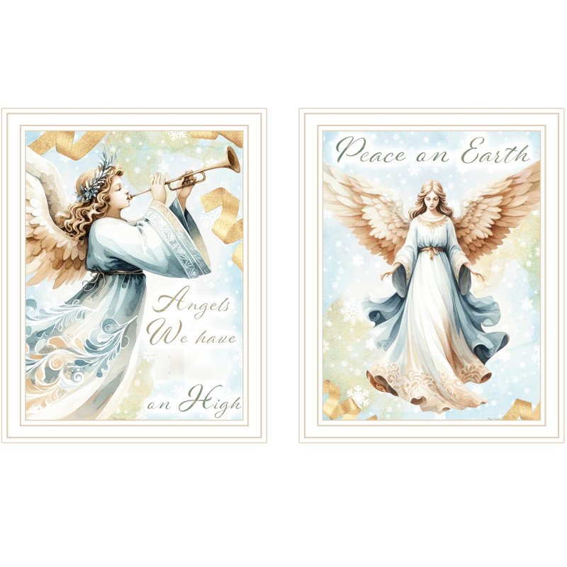 Décoration murale 2 anges pour la maison - Décoration en bois et papier