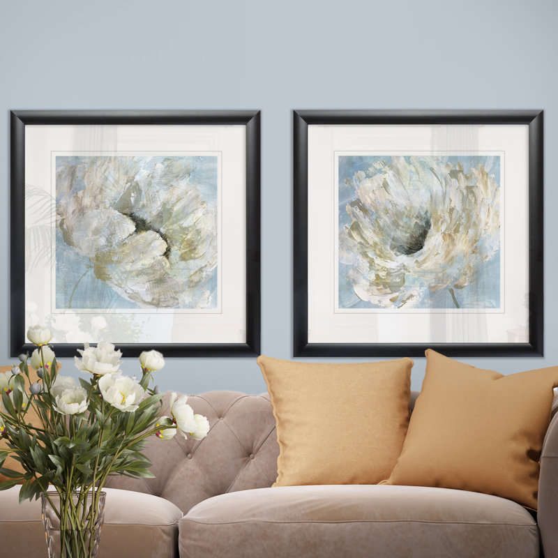 « blue blanc i », ensemble de 2 reproductions encadrées, Cadre noir