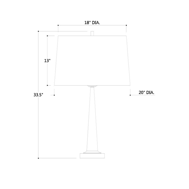 Toronto Table Lamp, 33" H x 16" W 16" D, Nickel/Off White