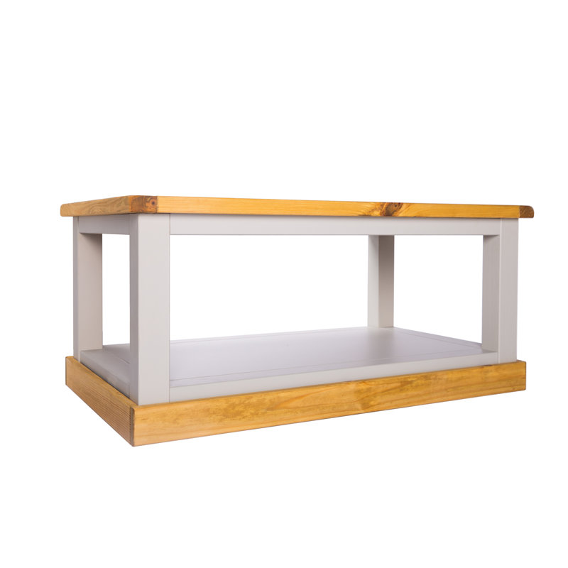 Harden Frame Coffee Table with Storage, Light Grey/Pine Top