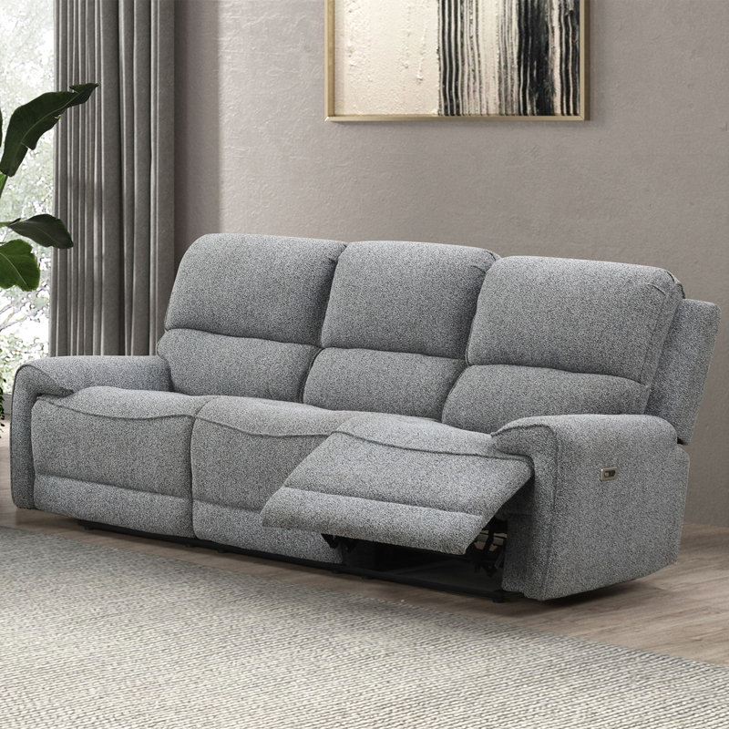 83" W Contemporary Power Sofa, Gray, Gray, 38.5" H x 83" W x 39.4" D