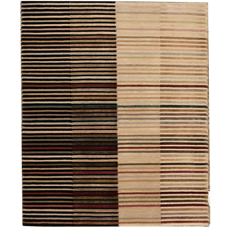 Wool Striped Area Rug in Beige/Black