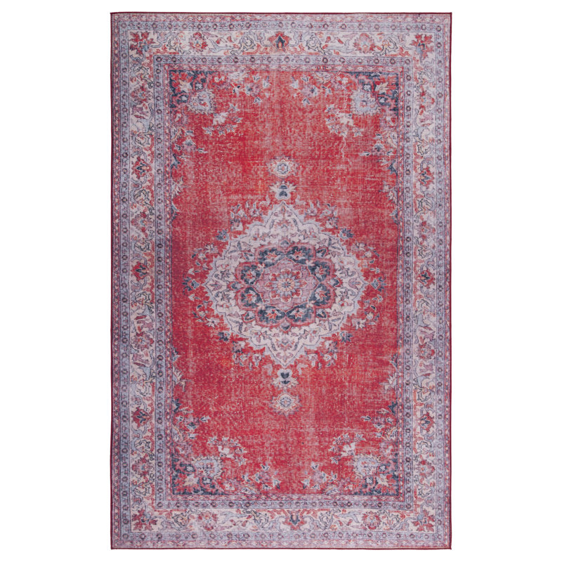 Tapis oriental rouge / bleu / gris Joonwon, Rectangle 9 pi x 12 pi