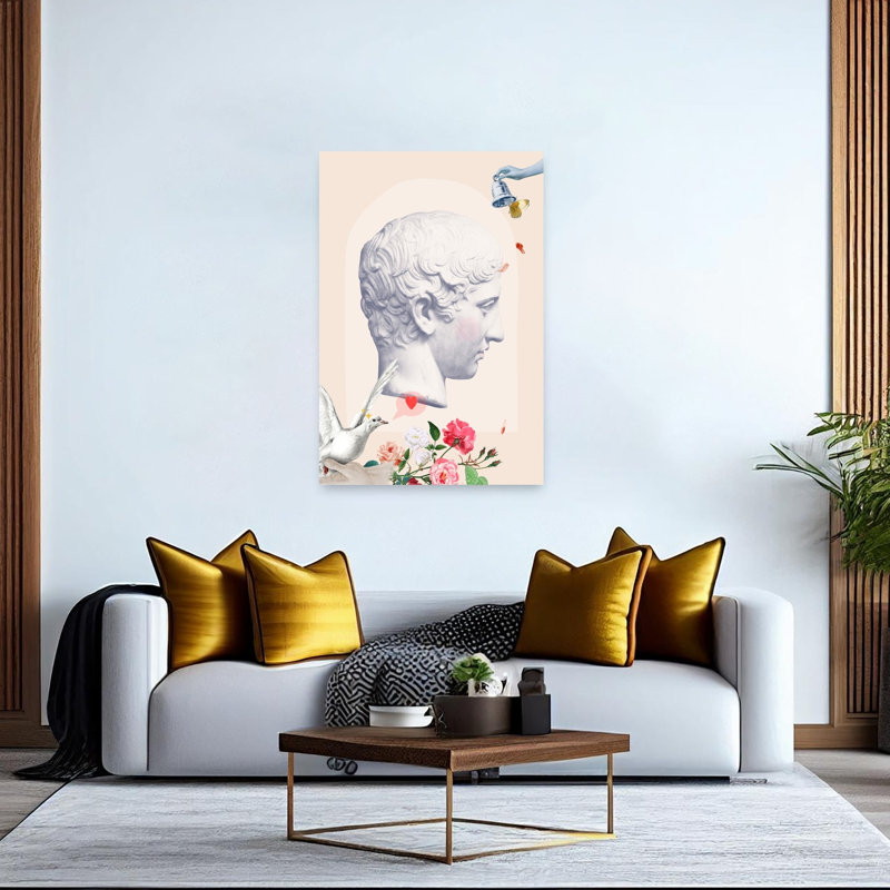 Dreamy Classical Bust Contemporary Dreamy Romantic Butterfly Rose Architecture Flower Wall Art Print by Talitha McQueen - Print
