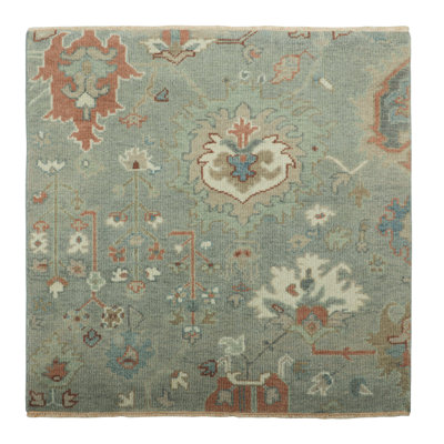 Rug & Kilim’S Persian Style Oushak Square Rug In Blue With Floral Patterns
