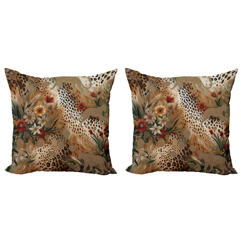 429948_Ambesonne, housse de coussin à imprimé léopard, paquet de 2 Autumnal Vibes Exotic, H 16 po x l 16 po