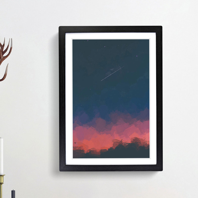 Shooting Star over Mexico in Abstract - Picture Frame Graphic Art Print, 60cm H x 40cm W x 2cm D, Black